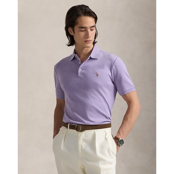 Polo Ralph Lauren Custom Slim Fit Soft Cotton Polo Shirt Amethyst Heather Sz XL - Picture 1 of 9